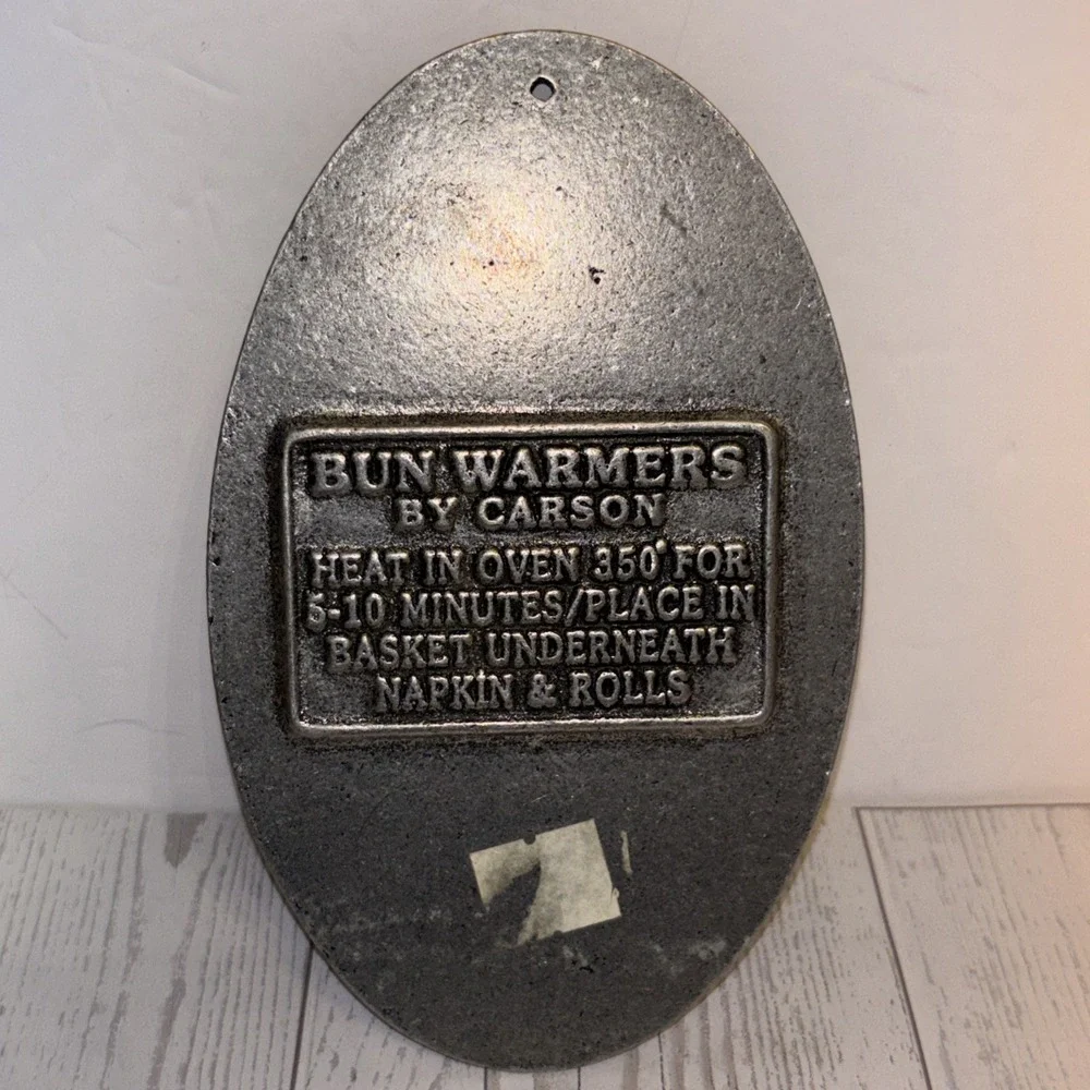 Vintage Carson Bun Warmer Home Sweet Home Pewter Farmhouse Decor Wall Plaque